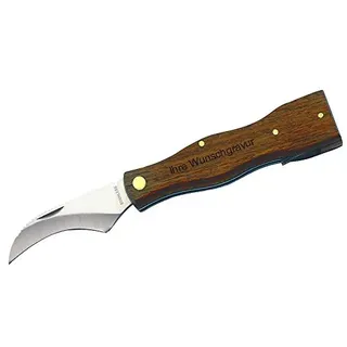 Herbertz Pilzmesser, rostfrei, Holz-Heft, inklusive Bürste (mit Gravur)