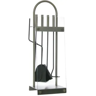 KAMINBESTECK KAMIN BESTECK KAMINBESTECK KAMINGARNITUR MIT GLASPLATTE EDELSTAHL