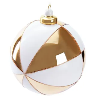 Brubaker Premium Weihnachtskugel mit Gold-Weiß Muster - 10 cm Baumkugel aus Glas - Hergestellt in Handarbeit - Christbaumschmuck Anhänger - Weihnachtsdeko Christbaumkugel