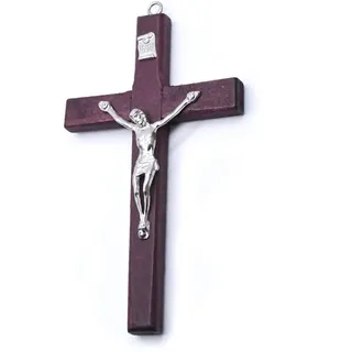 Reccisokz 1 Stück - Vintage Holzkreuz mit christlichem Kreuzanhänger, christliches Gebetsdekor, Wandkreuz aus Holz mit Figur Jesus Christus