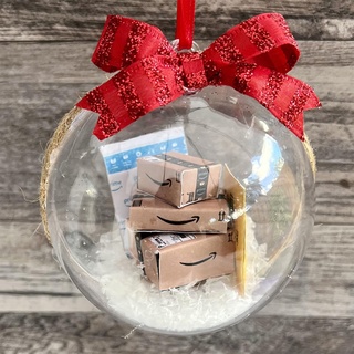 Lustige Mini-Pakete, durchsichtige Ornamentkugel, 8,9 cm, Christbaumkugeln, transparente Kugel, Bastelgeschenke, Weihnachtskugeln, lustige Verzierung für Neujahrsgeschenk, Urlaub, Heimdekoration (F)