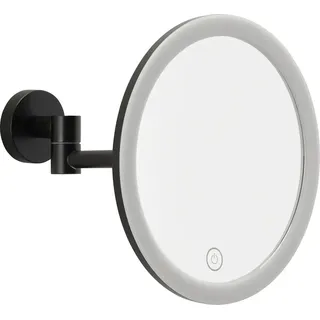 tesa, Kosmetikspiegel, VISIOON LED-Kosmetikspiegel mit Beleuchtung, 5-fach-Vergröß. - Wandmontage ohne Bohren, Schwarz