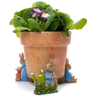 Potty Feet Beatrix Potter Peter Hase & Mrs Kaninchenfiguren, Blumentopf-Füße, handgefertigt, dekorative Ornamente, 3 Stück