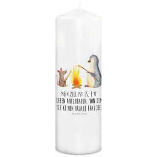 Mr. & Mrs. Panda Formkerze 29 x 8 cm XL Pinguin Lagerfeuer - Weiß - Geschenk, Kerze, Liebe, gril (1-tlg), Motiv schmilzt mit weiß