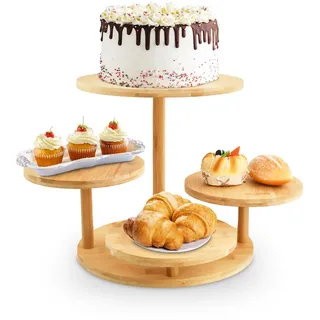 Focenat 4 Etagen Kuchen und Cupcake Ständer aus Holz, Tortenständer Holz, Desserts Gebäck Display, für Desserts Kuchen Donuts, für Hochzeit Geburtstag Mottoparty Dekoration Weihnachten (Ø 30cm/32cm)