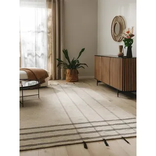 benuta Wollteppich Kambiz, rechteckig, Höhe: 5 mm, Kunstfaser, Berber, Ethno-Style, Wohnzimmer schwarz 160 cm x 230 cm x 5 mm