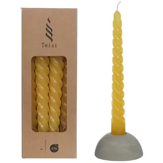 NaDeco Spiralkerzen im Set mit 4 Stück, Höhe 19cm, in vielen Farben erhältlich | Twisted Candle | Spiralkerzen | Gedrehte Tafelkerze | Candles Twist | Stabkerzen | Spitzkerzen, Farbe:Zimt