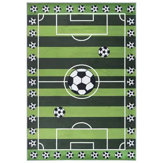 Mazovia Kinderzimmerteppich Waschbar - Fußballteppich - Kinderteppich für Kinderzimmer - Spielteppich rutschfest Fußbodenheizung geeignet - Grün 200 x 300 cm