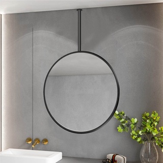 Großer runder Spiegel, an der Decke montierter Hängespiegel, schwarzer runder Spiegel für Badezimmer-Make-up, dekorative Spiegel für die Wand – anpassbarer Spiegelausleger ( Size : Diameter-50CM/19.7I