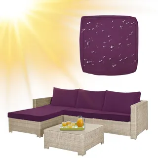 SYLC Draußen Bezüge Für Gartenpolster Wasserabweisende Rattan Sitzkissenbezug Mit Reißverschluss Terrasse Auflagen überwürfe Hussen Für L-Form/Ecke (1 Stück 60×55×10 cm,Purple)