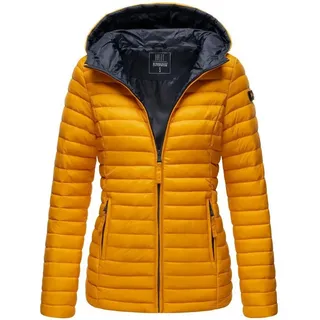 Marikoo Damen Steppjacke Übergangsjacke gesteppte Jacke mit Kapuze Frühjahr Stepp B857 [B857-Asr-Gelb-Gr.S] - S