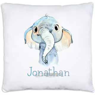 timalo® Personalisiertes Kissen mit Namen | personalisiertes Dekokissen mit Wunschname für Kinder individuelles Geschenk Namenskissen Elefant | Kissen-t-3