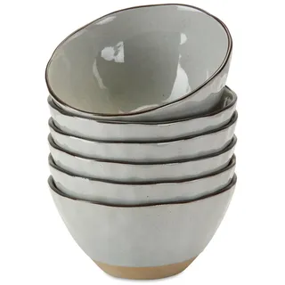 LOBERON Schüssel 6er Set Biarré, grau | Für Suppe, Dessert oder Dekoratives, Steinzeug mit glänzender Glasur, Reizvoll unebene Optik