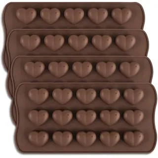 4-teiliges Herzförmiges Schokoladenform-set Mit 15 Silikonmulden Für Süßigkeiten Und Bonbons
