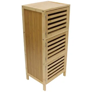Dekoleidenschaft Beistellschrank Luftig aus Bambus, Natur, 3 Türen, 77 cm hoch, schmale Kommode, Schrank, Flurkommode