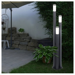 etc-shop Sockelleuchten, Leuchtmittel nicht inklusive, Säulenleuchte für Außen 170 cm Garten Stehlampe Edelstahl Standleuchte