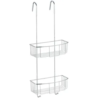 MSV Duschregal Lexie mit 2 Körben und 2 Haken Aluminium 23 cm x 19 cm x 60 cm