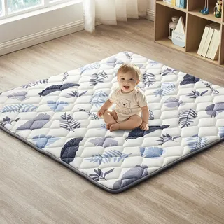 Hamino Krabbeldecke Für Baby 120 x 120CM, Krabbelmatte Baby Faltbar, Weich und Rutschfest Spielmatte Baby, Geeignet Für Kinderzimmer Bodenmatte (Cremefarben)