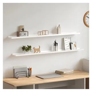 furnicato Wandregal 115 x 9 x 3 cm in Hochglanz-Weiß aus MDF, 2-tlg., Robustes Schweberegal als Ablage für Bücher und Deko im Wohnzimmer weiß 115 cm x 3 cm x 9 cm