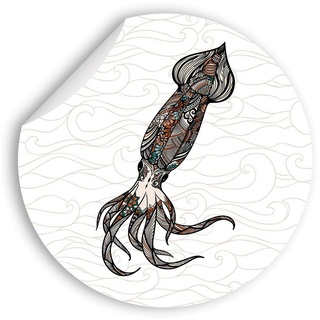 WallSpirit Wandsticker Wandaufkleber rund "Tintenfisch Mandala", Selbstklebend, rückstandslos abziehbar bunt Ø 50 cm
