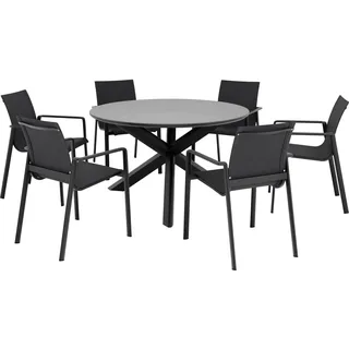 Gartenmöbel-Set Abington 7-teilig Textilen Aluminium-Stahl Anthrazit-Grau