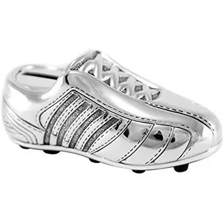 Brillibrum Design Kinder-Spardose Fußballschuh Versilbert Anlaufgeschützt Mit Wunschgravur Fußball-Fan Artikel Sparbüchse Aus Metall Geschenk-Idee Mit Gravur