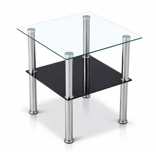 HOOZ Beistelltisch Beistelltisch 40x40cm, schwarze Ablage - quadrat (Set, 1-St., 1 x Beistelltisch), satinierte quadratrische Ablage schwarz Quadratisch | 40 cm x 47 cm x 40 cm
