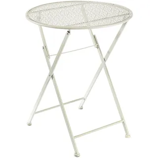 Kobolo Gartentisch Metalltisch Bistrotisch nostalgisch Metall 60cm antique cream
