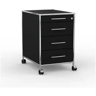 Versee Rollcontainer Bürocontainer VERSEE – 60 / 80 cm, 3 oder 4 Schubladen, Farbauswahl, (Schubladencontainer für Büro und Home-Office, 1 Rollcontainer), robust & kratzfest, 50kg belastbar schwarz 43,5 cm x 66,5 cm x 60 cm