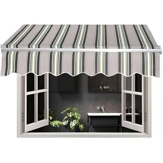 Markisenstoff für den Außenbereich, wasserdicht, UV-beständig, Ersatz-Leinwand für Fenster und Veranda, gestreifte Polyester-Überdachung (280 x 200 cm) – Sonnenschutz-Lösung