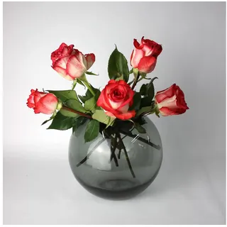 Signature Home Collection Kugelvase Vase Glas rund bernstein grau Glasvase handgemacht Tischvase (1 St., 1 Vase), breiter Rand, dekorative Vase aus braunem Glas grau