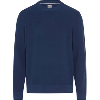 Brax Herren Strickpullover - Roy, Rundhals, Baumwolle-Wollmix, Strukturstrick Stahlblau / M