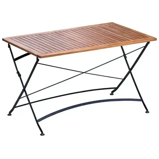 Sunfun Moni Gartentisch  (L x B x H: 125 x 75 x 75 cm, Akazie, Rechteckig, Natur/Schwarz)
