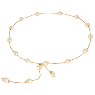 QKEPCY Kettengürtel Damen mit Perlen Verstellbar Elastisch Hochzeit Elegant für Abendkleid Gürtel Party Französisch Retro Kette Romantisch Elegant Festlich Geschenk für Mädchen - 107cm