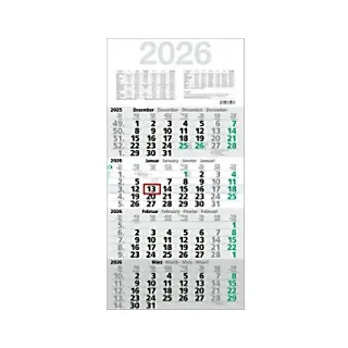 4-Monatskalender M4MFGL 2027 Papier Weiß Deutsch, Englisch, Französisch, Niederländisch