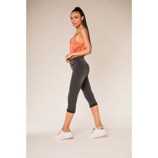 Nina Carter Caprihose Capri Jeans Shorts Stretch Skinny 3/4 Bermuda Kurze Hose Weich (1-tlg) 3204 in Grau grau XL (42)