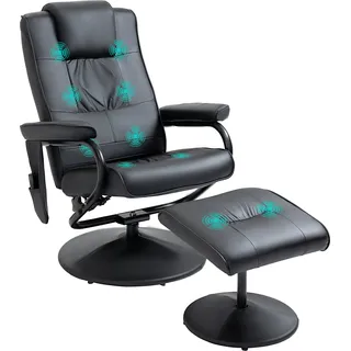Homcom Massagesessel mit Hocker Kunstleder 84 x 95 x 77 cm Schwarz elektrisch