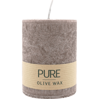 100% PURE, OLIVE WAX, vegane Stumpenkerze, Siena, WENZEL, 90/70 mm, Brenndauer ca. 40h