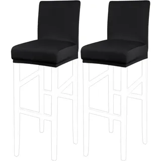 PiccoCasa Set mit 2 Barhocker-Bezügen mit elastischer Unterseite, dehnbar und abnehmbar, Esszimmerstuhlhussen für Kneipentheke – Spandex-Höhe, seitliche Stuhlhussen, Schutz, Schonbezüge, Schwarz