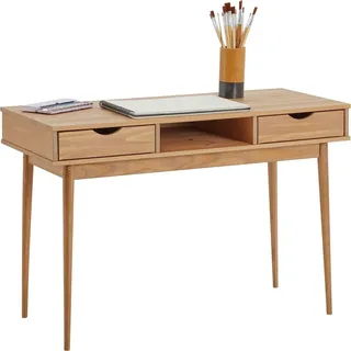 Idimex Schreibtisch STEFANO Eiche farben - Bürotisch mit Schubladen und Fach aus Massivholz, Home Office Tisch, moderner Arbeitstisch - Braun
