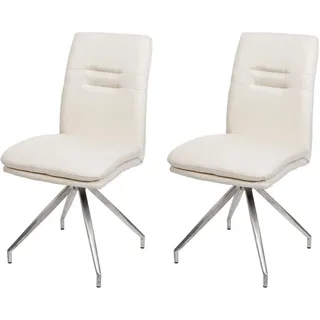 chefgastro Esszimmerstuhl Stoff Creme-Beige 2er Set