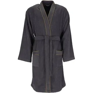 Vossen Herrenbademantel Jack, ideal für Sauna & Spa, Hotelbademantel, Morgenmantel, Langform, Baumwolle, Kimono-Kragen, Gürtel grau M