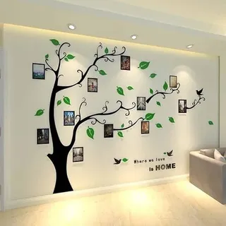 Purekay Wandtattoo Baum 3D DIY Foto Wandsticker Pflanzen Wandaufkleber Groß Kleben Aufkleber Wandbilder für Schlafzimmer Wohnzimmer Kinderzimmer Sofa Hintergrund Wanddeko (Links Grün, M)