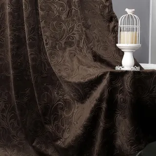 Rosnek 2 Stück übergardinen mit kräuselband,H260xB132CM Luxus Vorhang Samt Gardinen Blickdicht Thermovorhang mit Multifunktionsband,Verdunkelungsvorhang Barock Deko,Braun