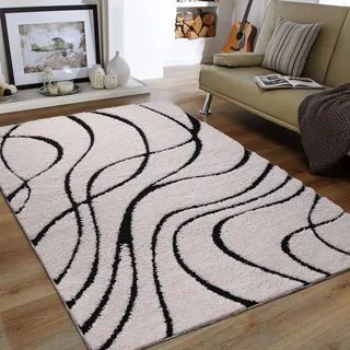 Sanat Luxus 3503 Hochflorteppich 120 x 160 cm Beige/Schwarz