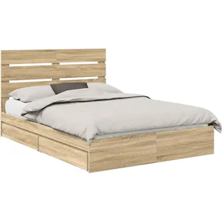 vidaXL Aufbewahrungsbett Sonoma-Eiche 140 x 200 cm Holzwerkstoff