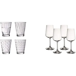 Villeroy & Boch Ovid weißweingläser, 4er-Set, 380 ml randvoll gemessen, Kristallglas, Klar & Dressed Up Wassergläser, 4er-Set, 310 ml randvoll gemessen, Kristallglas, Klar