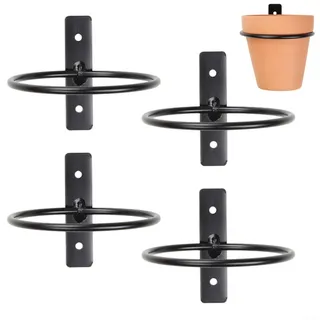 Puupaa 4 Stück Wand-Pflanzentopfhalter, 11,2 cm, 12,7 cm, 15,2 cm, 20,3 cm, Metall-Blumentopfhalter, Ringe, Aufhänger, Racks, Innen- und Außenbereich, Gartendekoration für Haus, Garten, Balkon, Hof