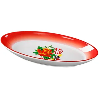Exquisiter und einfacher glasierter nostalgischer Emaille-Teller in Dan-Form für chinesische Hot-Pot-Restaurants – 26,7 cm großer Teller in Bootsform