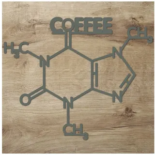 Namofactur 3D-Wandtattoo 'Coffee' aus Holz Wandbild Kaffee Caffé Wanddeko Café Dekoration, außergewöhnliches Geschenk Coffee Junkie, but first coffee Holzkunst grau